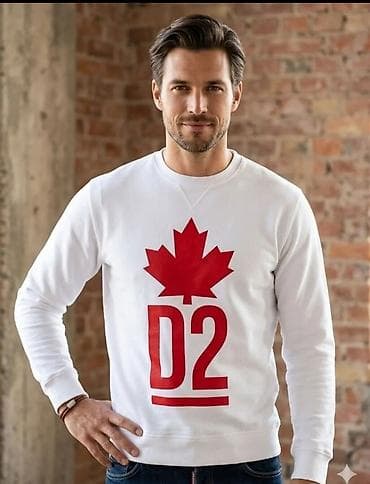 duks grobari: Muški duks sa dugim rukavima, bela boja, sa velikim crvenim printom na — 1