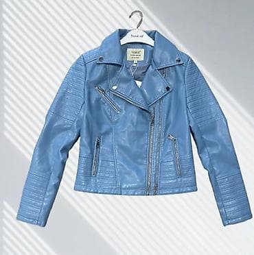 oversize jakne: Ženska moto jakna od eko kože – svetloplava S i M vel — 1