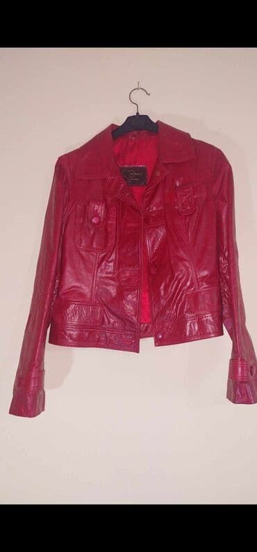 Ženska kožna jakna – crvena - Materijal: prirodna koža (etiketa