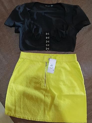 jeans marka: Ženska odeća – set komada (različiti brendovi) - Žuta kord mini — 2