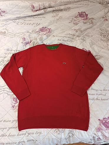 Donji delovi trenerke: Lacoste muški džemper, model sa okruglim izrezom. - Boja: živa crvena — 2