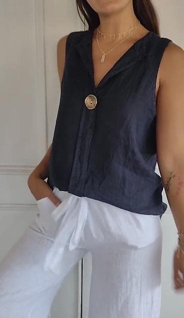 elipsa tunike: ✅Ženska bezrukavna lanena bluzica
✅1700 din — 6