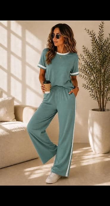 habibi u prirodi: Damski komplet za svakodnevni stil – majica + široke pantalone — 4