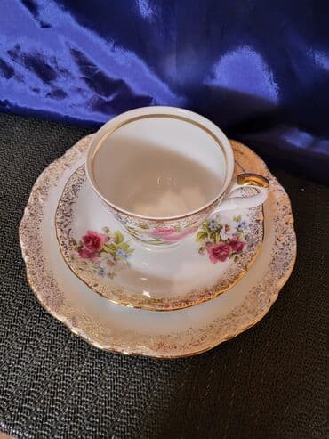 solje za caj: Set 1950g+ Mitterteich porcelan Bavaria. Trodelni set,sve na njemu — 4