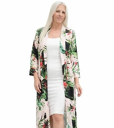 Ženska obuća: Dugi kimono s tropskim printom - Model: lagani, lepršavi kimono do — 4