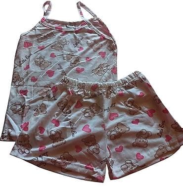 beli tek flis: Ženske pidžama set – top na bretele + šorts - Dvodijelni set za — 2