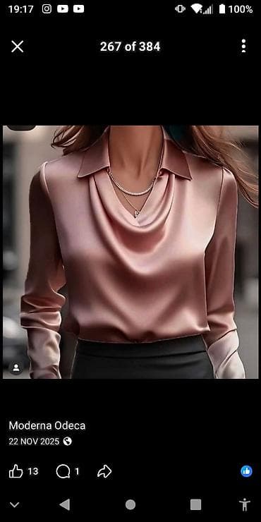 Men's Footwear: Elegantna ženska bluza od satena u nežnoj, puderasto‑ružičastoj — 1