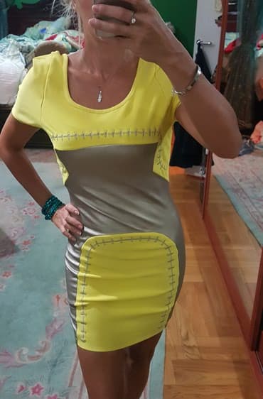 prsluk od vestacke koze: M (EU 38), color - Yellow, Evening, Short sleeves — 1