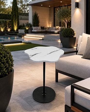 sofa na naduvavanje: Moderan baštenski/terasni sto – skulpturalni dizajn - Ploča — 1