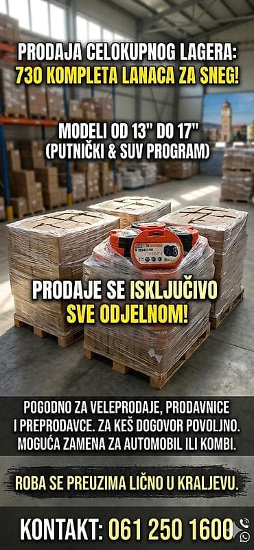 Kompletna zaliha: 730 kompleta lanaca za sneg - Raspon veličina: za