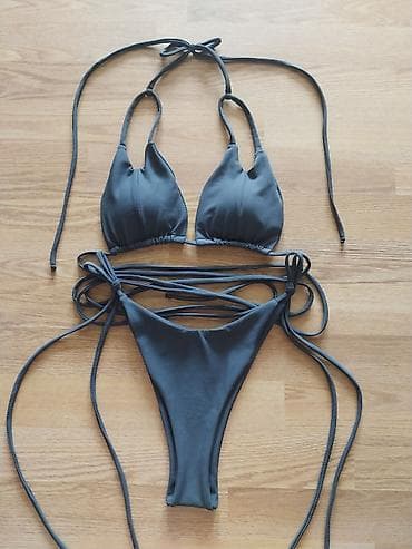 leopard sako: Dvodelni kupaći kostim – tamnosivi - Model: trouglasti bikini sa — 2