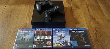 PlayStation 4 konzola (crna), sa dva bežična DualShock 4 kontrolera i