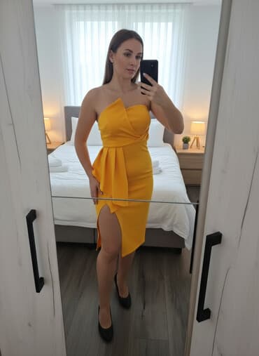 Blazers: M, color - Yellow, Evening, Without sleeves — 1