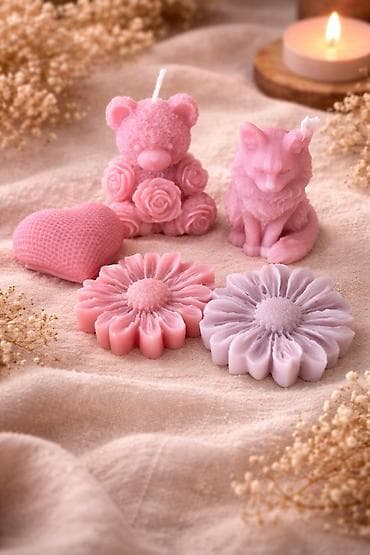 Sobne biljke: Ručne dekorativne sveće – umetničke figure i cvetni motivi - — 1