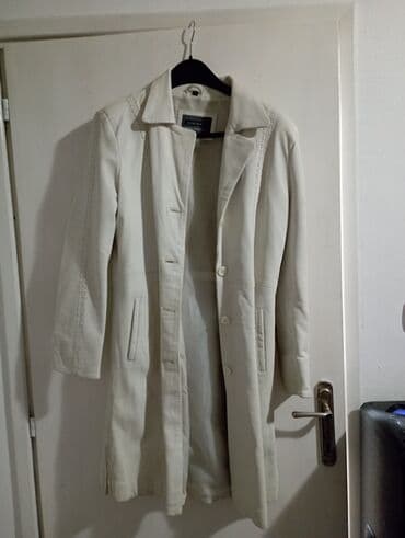 crna kozna jakna sa belim krznom: L, Upotrebljenо, Sa postavom, bоја - Bela — 1