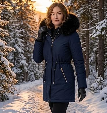 jakna za sneg: Ženska zimska parka jakna – tamnoplava - Topla, duža parka kroja do — 1