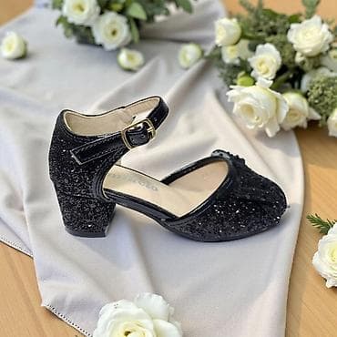 cupave papuce za decu: Elegantne dečije/pansionske cipele sa šljokicama – crne NOVA — 1