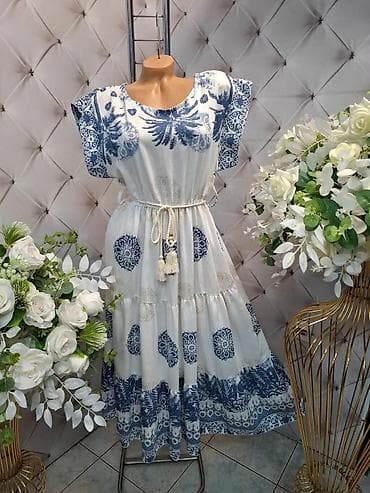 sandale ca: Boho maxi haljina sa tropskim printom - Dužina: maxi, sa slojevitim — 5