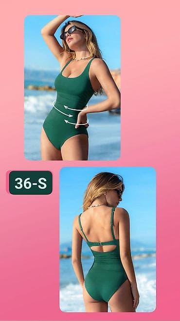 Women's Clothing: Jednodelni kupaći kostim – zelena boja, veličina 36-S. - Klasičan — 1