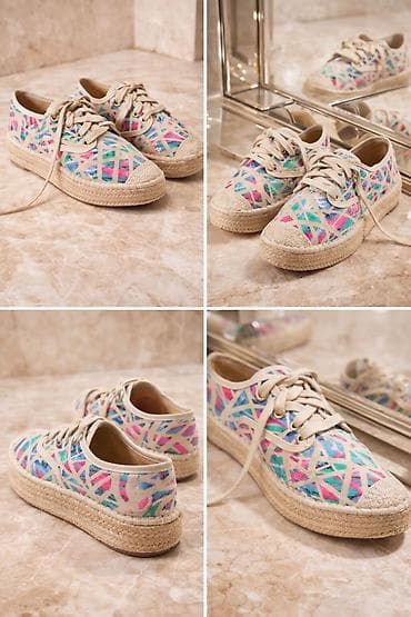 Platnene patike/espadrile sa pertlama - Gornjište: platno sa šarenim