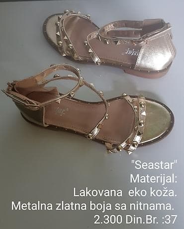 sandale na stiklu broj 35: Seastar sandale - Materijal: lakovana eko koža - Boja: metalna zlatna — 4