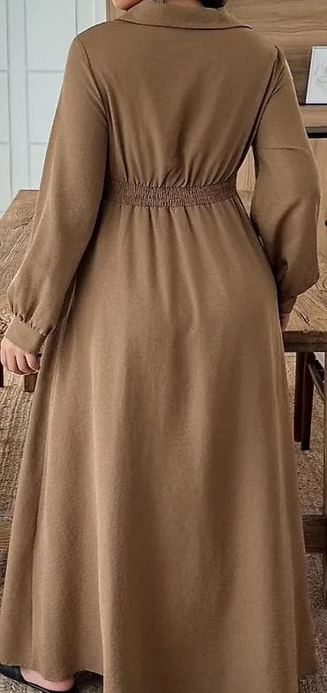 coton haljine: Duga haljina potpuno nova u boji karamele/kamila nijanse, sa dugim — 2