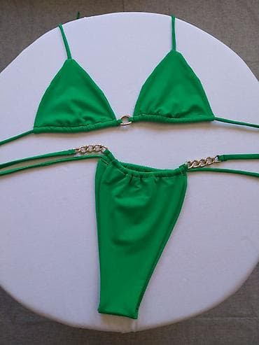 kupi lil solid me: Zeleni dvodelni kupaći kostim – trokutasti bikini - Gornji deo — 4