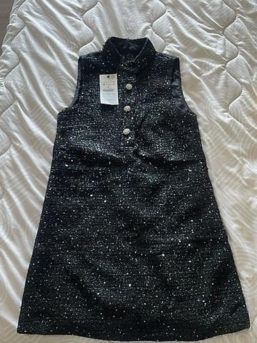 Haljine: Zara mini haljina bez rukava – crna, sa šljokicama NOVO NIJE NOSENO — 2