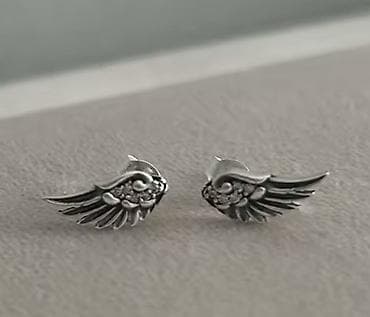 sterling silver 925 cena: Minđuše „Anđeoska krila“ – ženski pirsing/čepić - Dizajn: stilizovana — 3