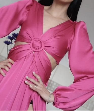 blondy roze haljina: Elegantna duga haljina u intenzivno roze (fuksija) boji. - Materijal — 2