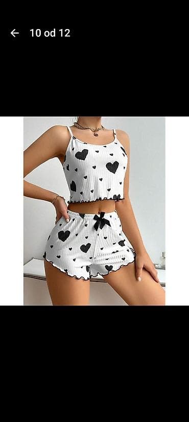 Muška obuća: Ženski komplet za spavanje/druženje – top na tanke bretele i šorts - — 10