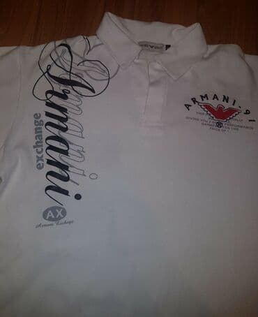 crno beli tech fleece: Emporio ARMANI - armani exchange muska bela majica. Pise l, ali pre — 3