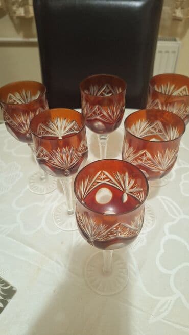 Drinking Glasses: Case 6/1 od rubin kristala NOVE za vino, rucni rad Ebeling Reuss — 5