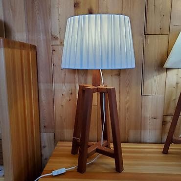 roli nameštaj: Stona lampa ovalna 70 cm Napravljena od punog drveta Sibirskog ariša — 1