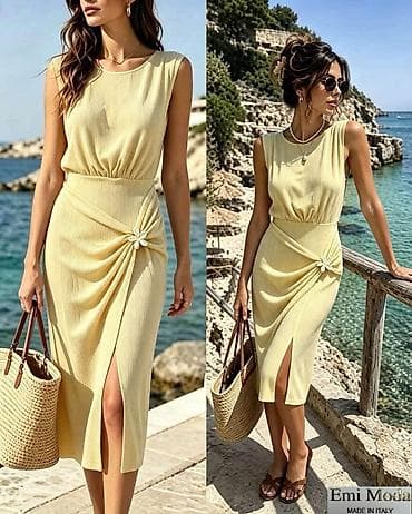 bunda s: Elegantna midi letnja haljina Emi Moda – Made in Italy - Kroj: bez — 6