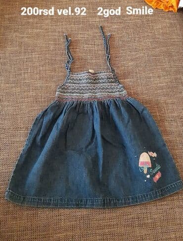 Dečija teksas haljinica na bretele, brend Smile. Veličina 92 (za oko 2