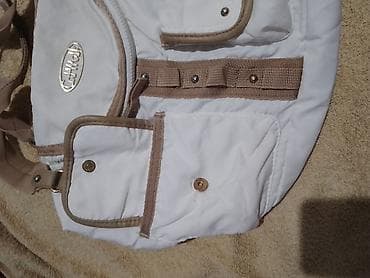 torbe lacoste: Ženska torba – platno/tekstil, bela sa bež detaljima - Materijal — 3