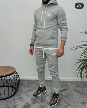 Sportswear: Set, 2XL, L, M, Nike, color - Grey, Fleece — 1