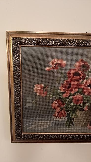 Kućna hemija i proizvodi za kuću: Ručni goblen – buket makova u vazi - Tehnika: klasični ručni vez — 1