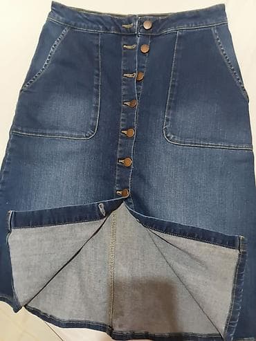 Suknje: Teksas suknja sa dugmadima sprijeda - Materijal: klasični denim — 1