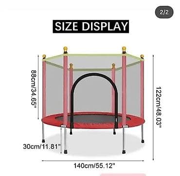 tepih za devojcice: Dečiji rampa-trampolin sa zaštitnom mrežom - Prečnik trampolina: 140 — 2