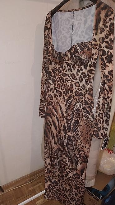 planika ugg cizme: Ženska haljina sa animal printom S do L - Duga, pripijena silueta — 3