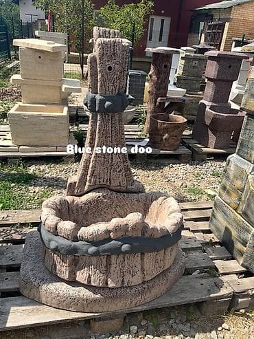 kamin pec na drva: Dekorativna baštenska česma od betona sa imitacijom drveta i kamena — 1