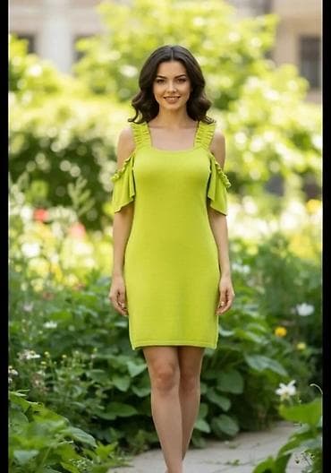 nakit subotica: Letnja haljina bez ramena – limunasto zelena - Kroj: ravna silueta do — 1