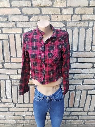 košulja ruska kragna: H&M košuljica, veličina S. Kratki kroj (crop), dug rukav, klasična — 3