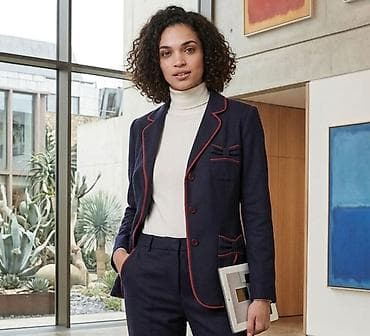 beli bison: Sako - Boja: tamnoplava sa crvenim paspulima/ivicom - Sako — 1