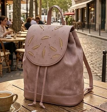 Ženski modni ranac – puder roze - Materijal: meka eko-koža sa glatkom