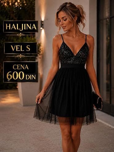 zekstra odela: Haljina – veličina S Elegantna crna mini haljina sa tankim bretelama — 1
