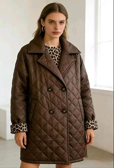 parka h: Ženska prošivena jakna/kabanica sa rever kragnom i dvorednim — 5