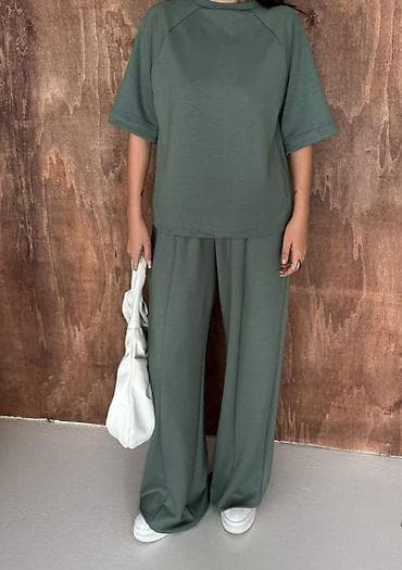 saranski komplet: Komplet široke pantalone visokog struka na lastiz i bocnim dzepovima — 3